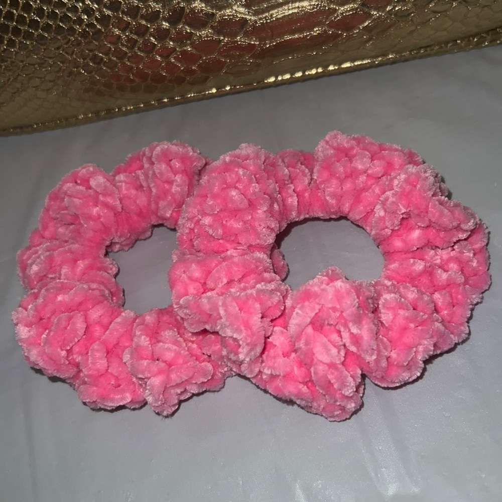 Pink Velvet Scrunchies